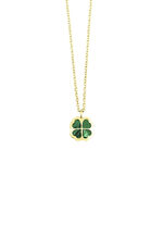 Geluksbrenger – klavertjevier hanger met echte malachiet 