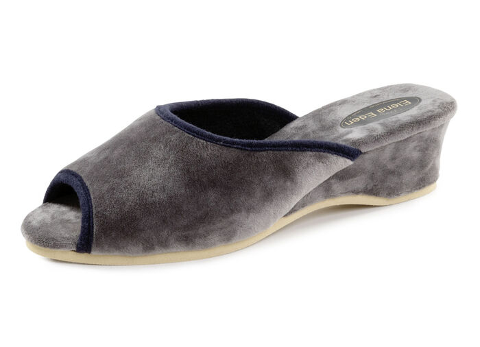 ELENA EDEN fluwelen muiltjes met contrasterende rand GRIJS