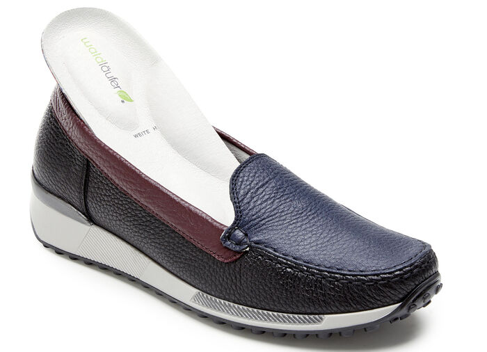 Waldläufer mocassinpantoffels van elegant, zacht hertennappaleer ZWART-MEERK