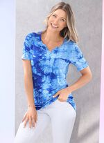 Shirt in batik-look in 2 kleuren BLAUWE BATIK