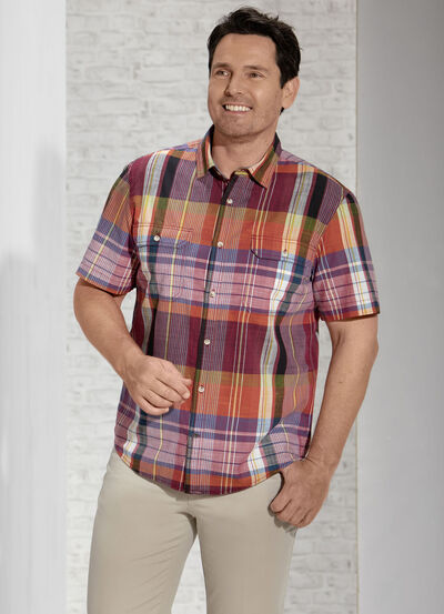 Geruit overhemd met klepzakken op de borst 