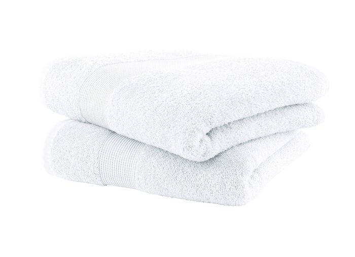 Gezellige badstofserie met rand WIT