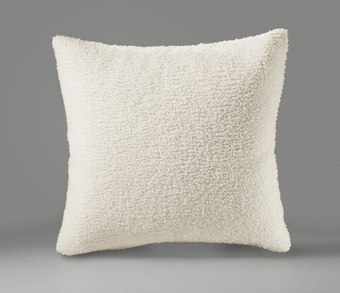 Dekens en kussens met een donzige, zachte teddy voorkant CRÈME