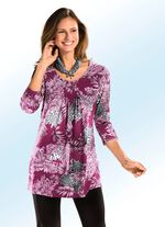 Lang shirt met all-over dessin in 3 kleuren FUCHSIA