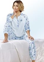 Tweepersoonspyjama, lange mouwen en knoopsluiting 