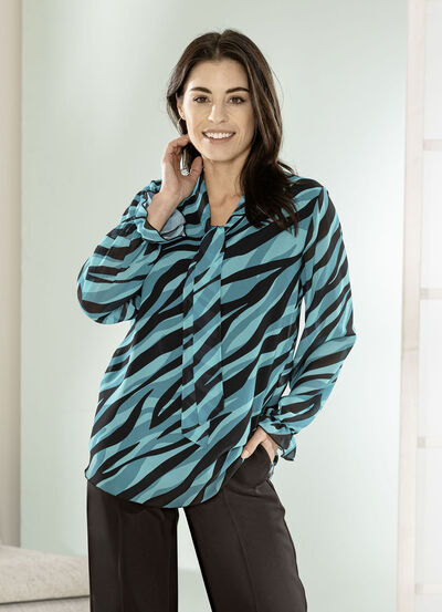 Blouse met strikbandje bij de halslijn 