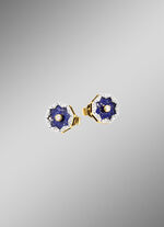 Oorbellen met echte lapis lazuli, briljant geslepen diamanten en diamanten 