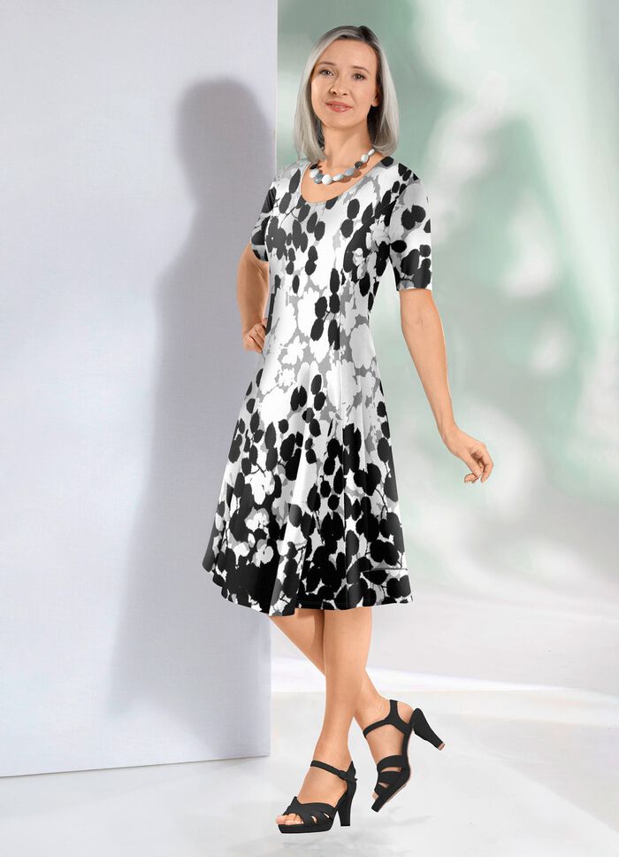 Jurk met expressieve randprint 