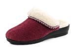 Warme damespantoffels, breedte H, met wol BORDEAUX