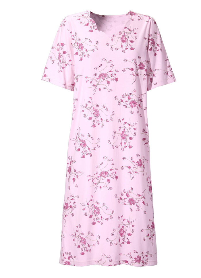 Nachthemd met korte mouwen en V-hals MAGNOLIA-MEERKLEURIG