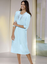 Nachthemd, kuitlang, met tule borduurwerk GLETSJER