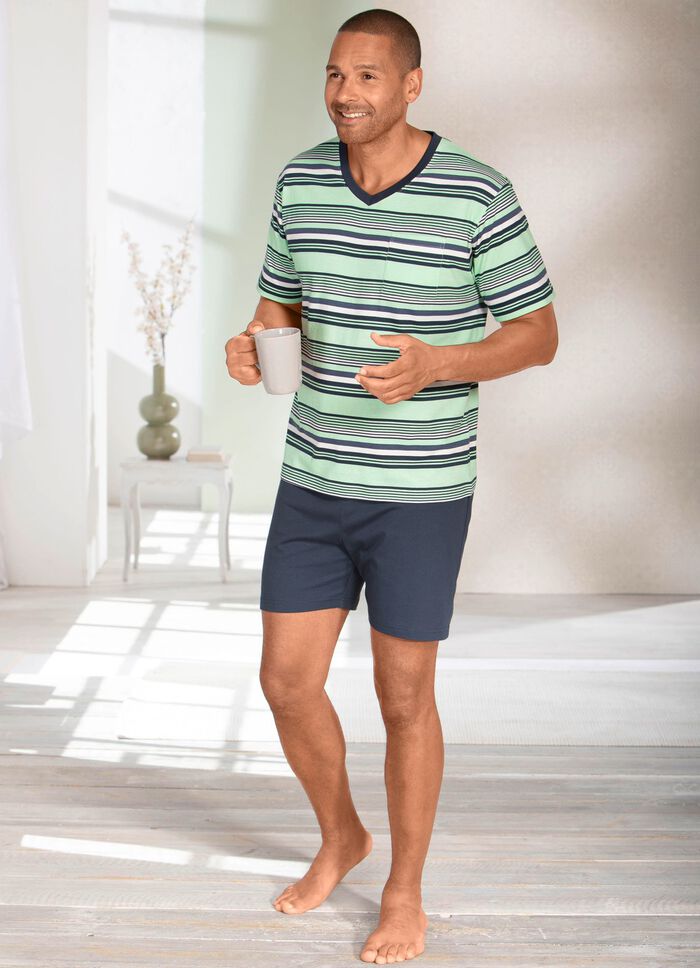 Set van twee shortys in een gestreept ontwerp met een V-hals 