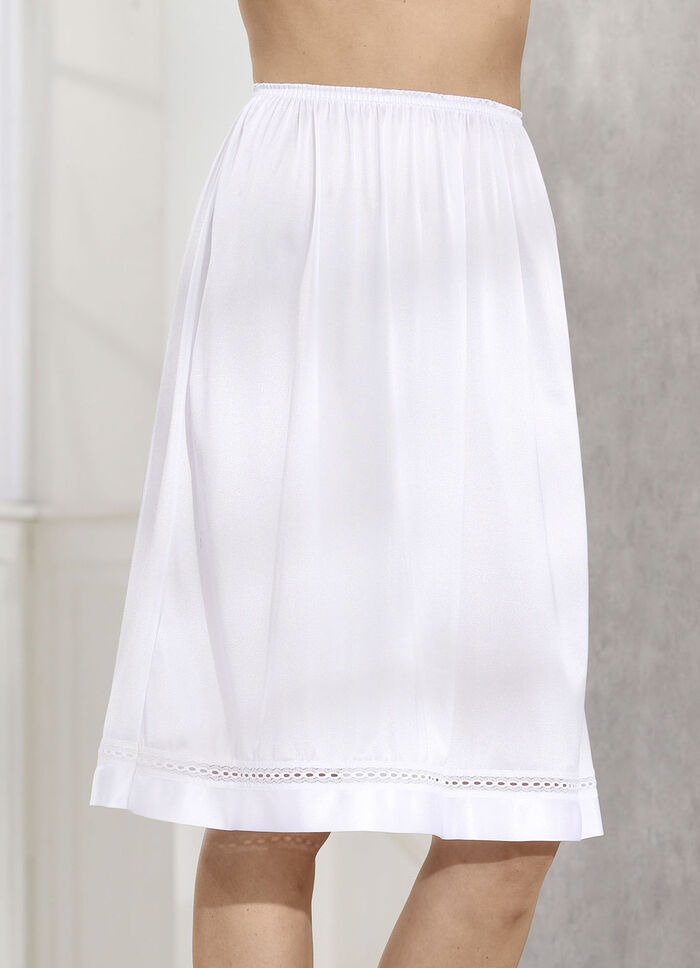 Halve rok met kanten band WIT