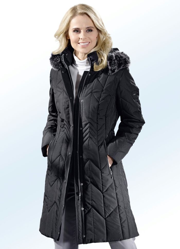 Korte jas met afneembare capuchon ZWART