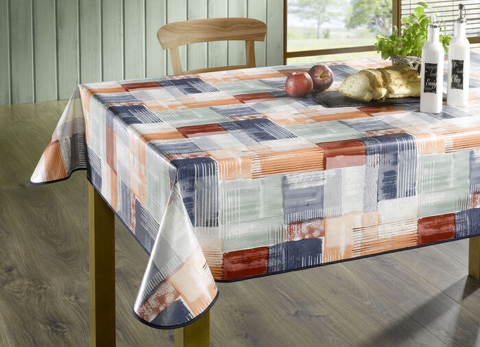 Tafelkleed van tafelzeil met patchworklook 