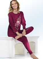 Pyjama met ronde hals met boord BORDEAUX