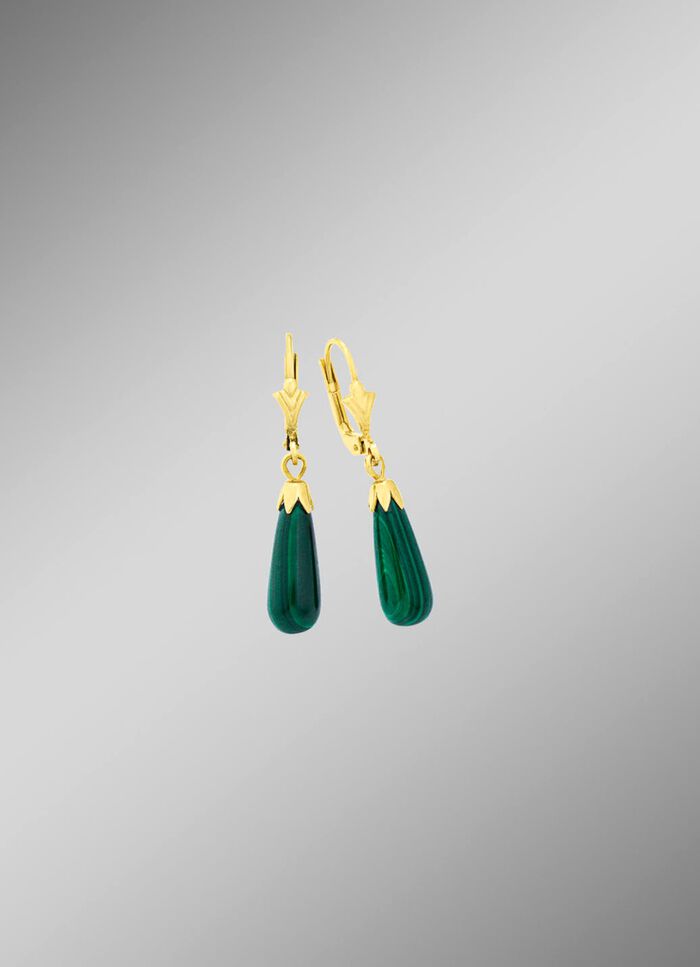 Eenvoudige oorbellen met echt malachiet 