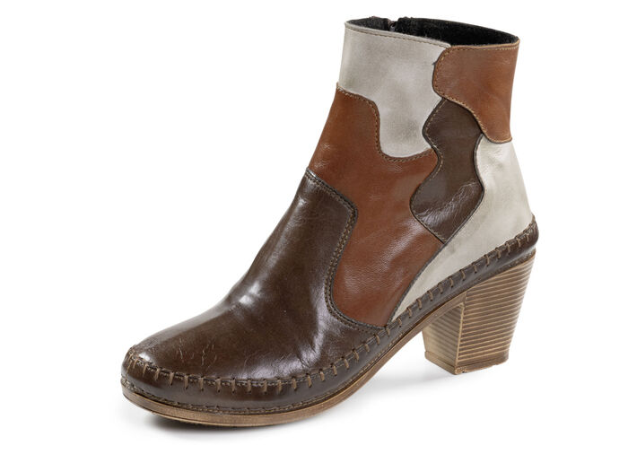 Gemini, modieuze dames enkellaarsjes, winterschoenen, breedte G, met rits BRUINE KIEZELSTENEN