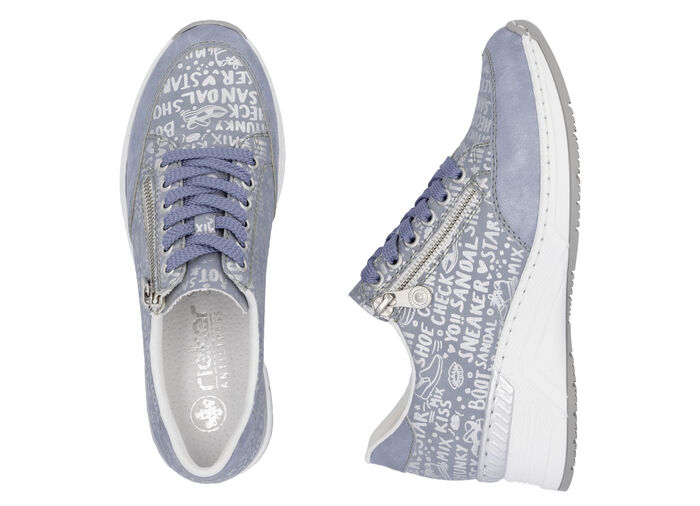 Rieker vetersneakers gemaakt van bedrukt synthetisch materiaal HELLBLAU-SILBER