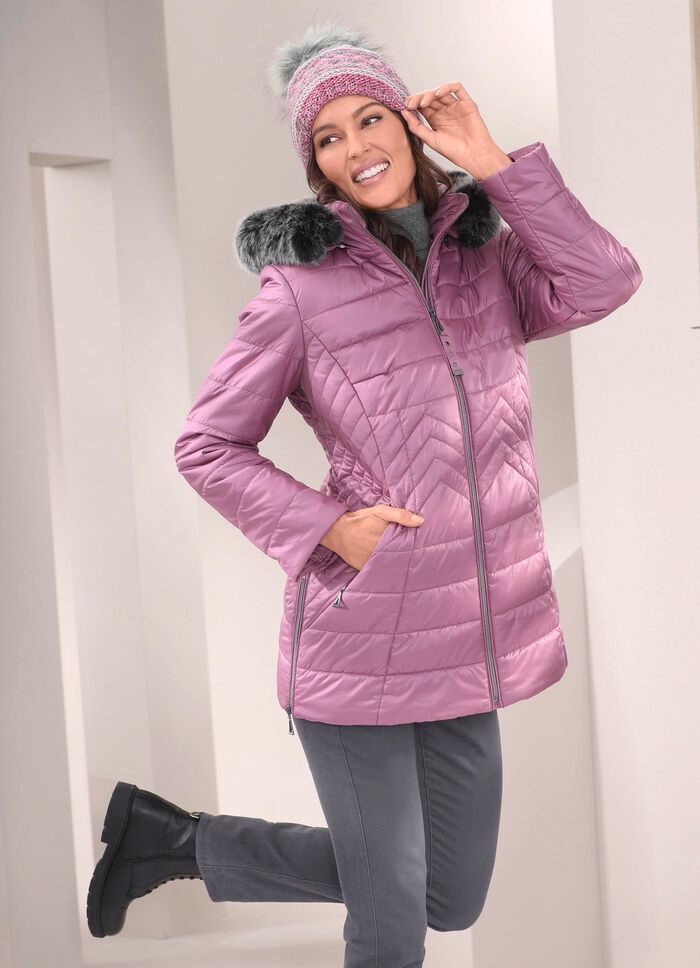 Jas met afneembare imitatiebontrand 