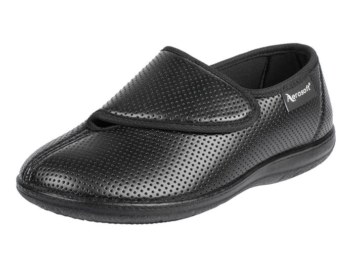 Aerosoft Flex damesschoen met klittenband in de breedte H voor sterke voeten ZWART