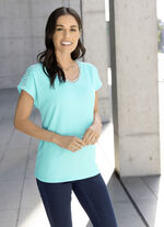Shirt met V-hals in 2 kleuren TURKOOIS