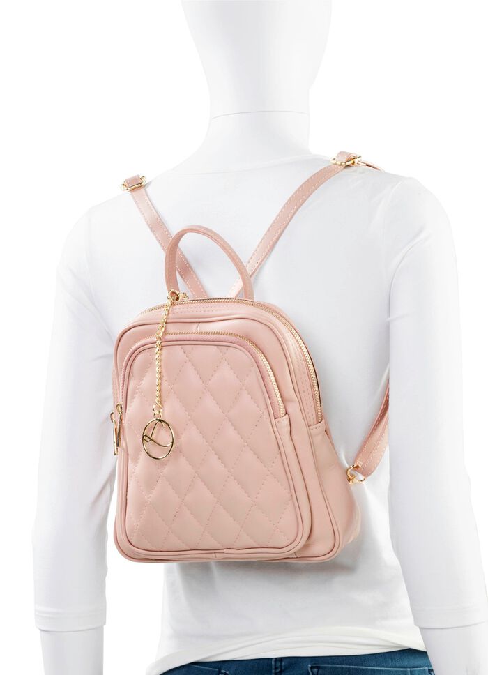 Laurina kalfsleren rugzak met trendy design POEDERROZE