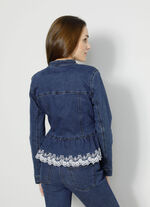 Denim blazer met decoratieve kantlook 