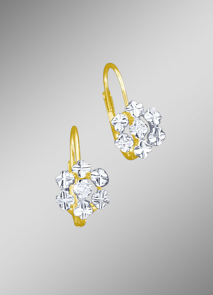 Diamanten oorbellen in bloemvorm met 2 loepzuivere briljant geslepen diamanten 
