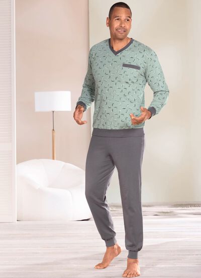 Twee-pack pyjama's met V-hals en omslagranden 