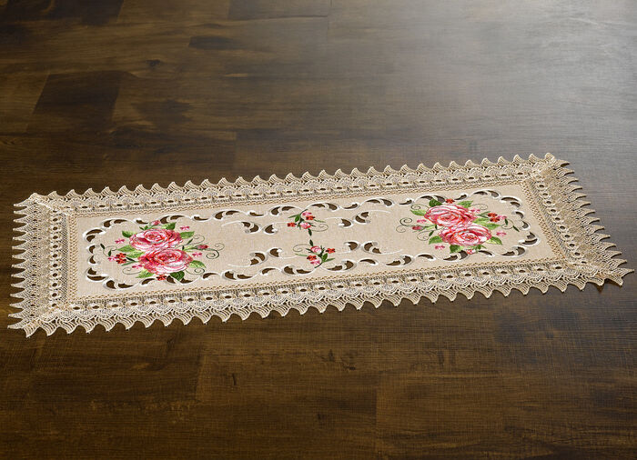 Kamerdecoratie met prachtig bloemmotief ECRU