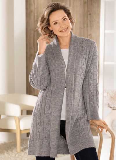 lang vest met kabelpatroon 