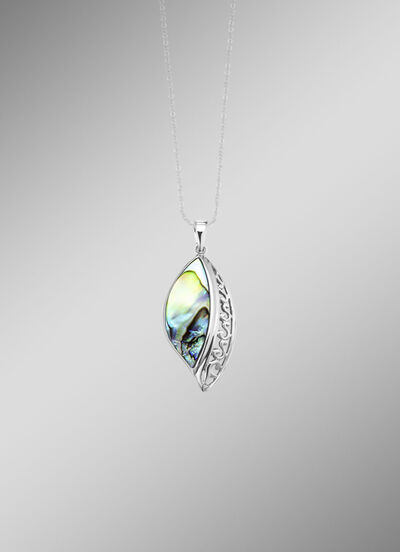 Edele zilveren hanger met echte abalone parelmoer 