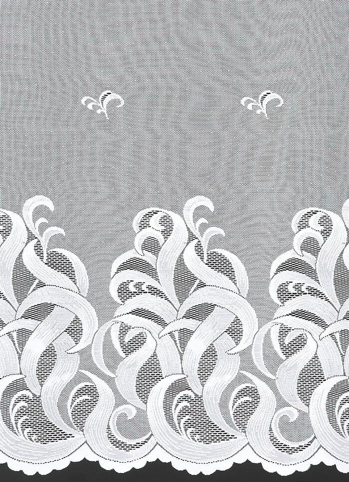 Bloemenvenstervitrage met universele railband 