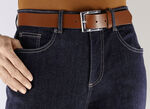 Trendy leren damesriem, 3,5 cm breed COGNAC