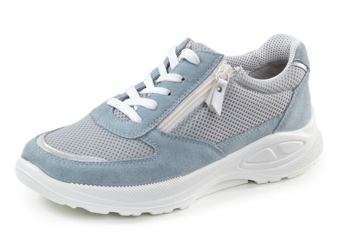 Veterschoen gemaakt van mesh materiaal en suède HELLBLAU