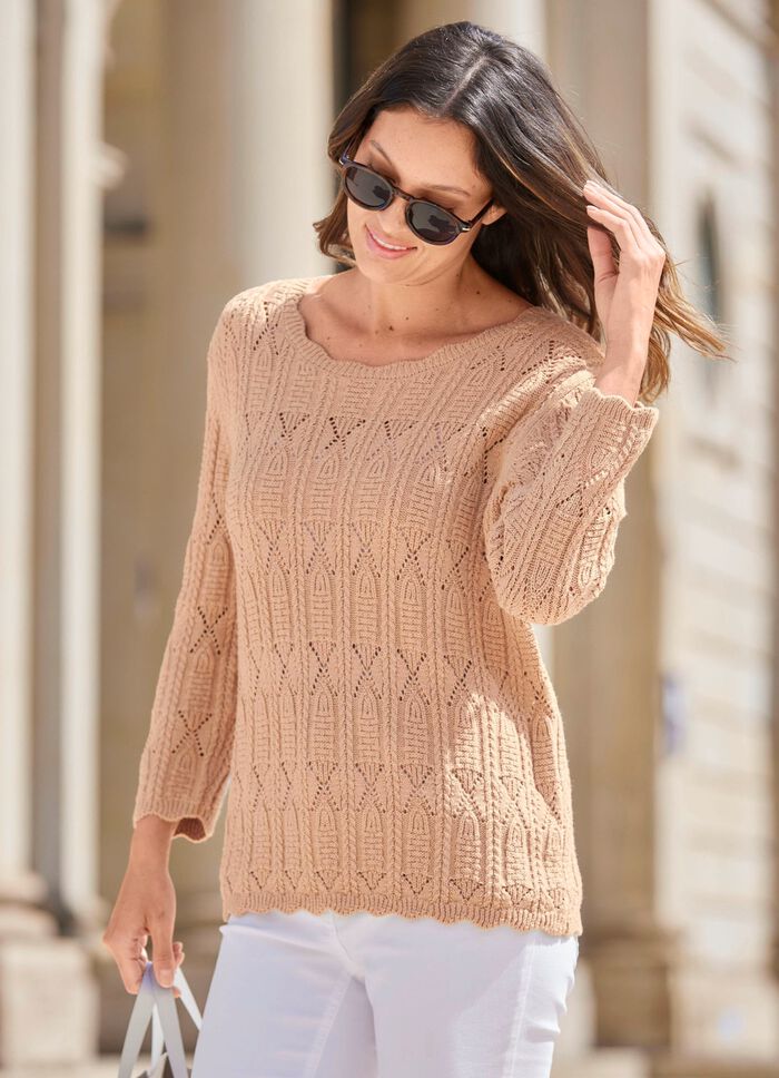 Trui met een mix van patronen en golvende randen 