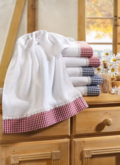 Set badhanddoeken met jacquard-boorden 