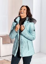 Jas met figuurvriendelijke langsstiksels aan de zijkanten GLETSJER