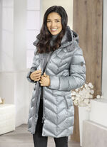 Jas met afneembare rand van imitatiebont op de kraag 