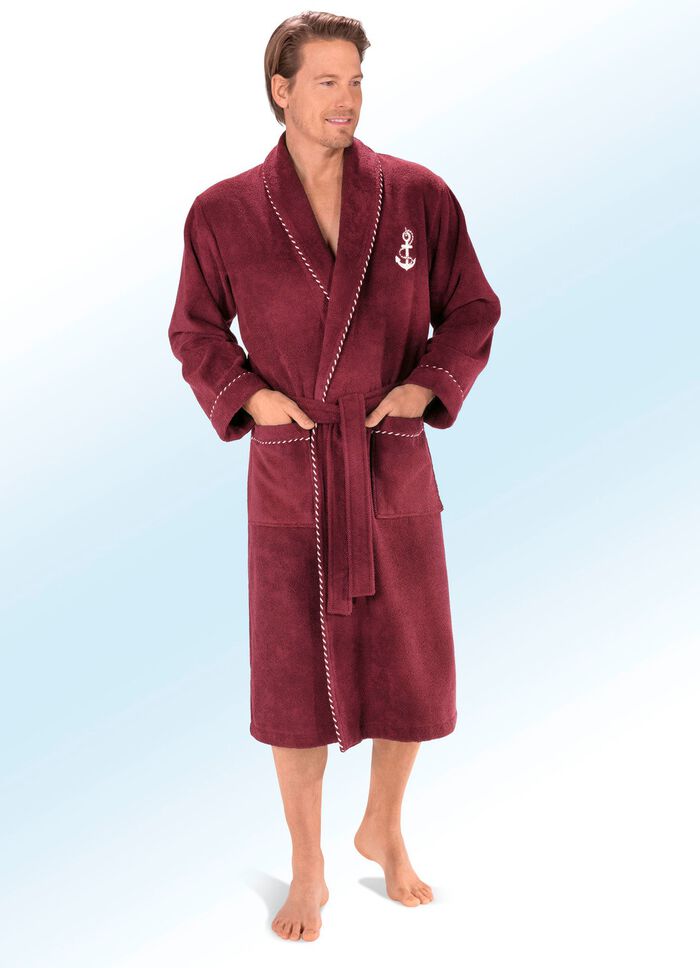 Badjas met geborduurd anker BORDEAUX