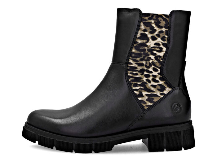 Remonte, modieuze dames enkellaarsjes, winterschoenen, breedte G, met rits SCHWARZ-BRAUN