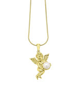 Hemelse elegantie: engelenhanger met zoetwaterkweekparel 