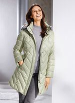 Korte donsjas met afneembare capuchon 