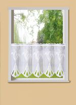 Kort gordijn Lily met Plauen-borduurwerk en roededoorvoer 