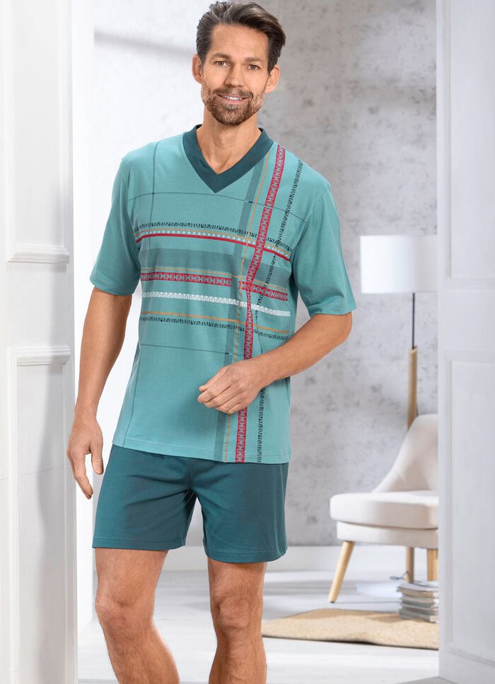 Shorty met V-hals en printmotief 