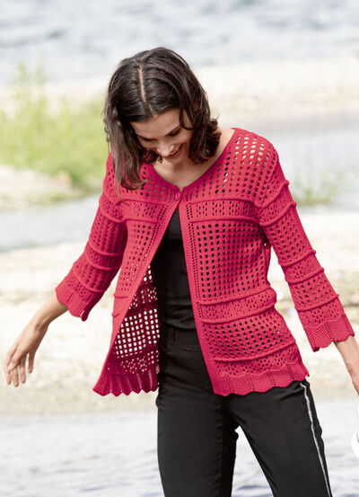 Cardigan met opengewerkt patroon 