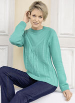 Trui met een gemengd structuurpatroon SMARAGDGROEN