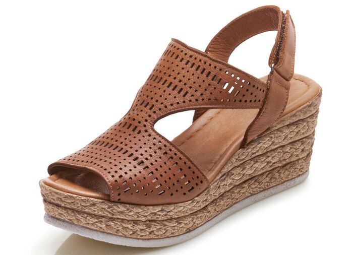 Andrea Conti sandaal gemaakt van nappaleer KASTANJE