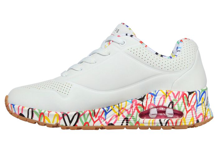 SKECHERS, trendy damessneakers, met zichtbaar luchtkussen WIT